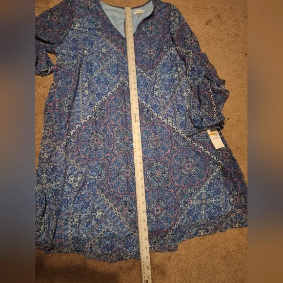 NWT / Calvin Klein Blue and White Floral Midi Dress - Picture 5 of 11